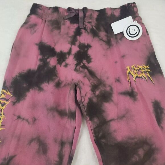 NWT NEFF Men’s Pink Black Tie Dye Weird Times Athletic Sweatpants Joggers Size M - Picture 8 of 15